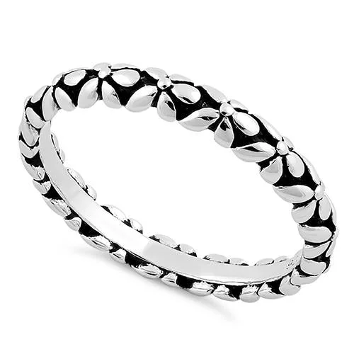 Best Cheap Rings-Sterling Silver Eternity Flower Ring