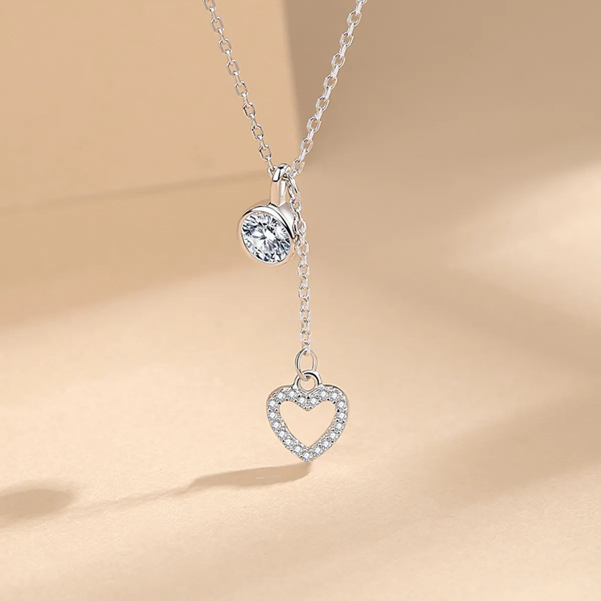 Necklaces Wear Advice-Simple Style Heart Shape Sterling Silver Plating Inlay Zircon Pendant Necklace