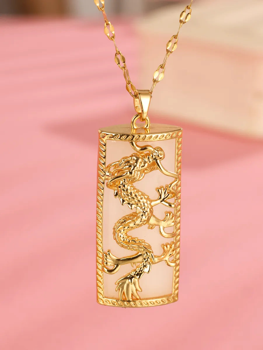 Necklaces Metal Guide-Elegant Dragon Stainless Steel Plating 18k Gold Plated Necklace