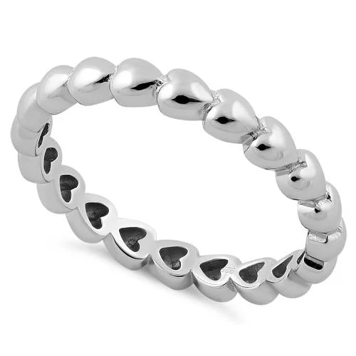 Rings With Fun Patterns-Sterling Silver Eternity Heart Ring