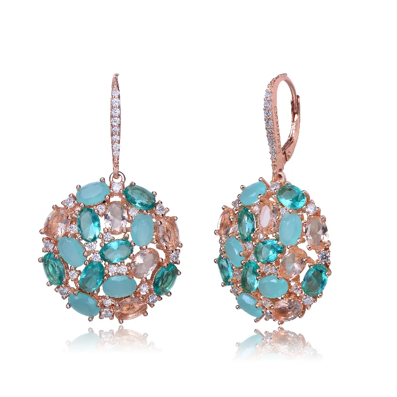 Earrings For Wet Days-Louise Rose Gold Blue CZ Earrings