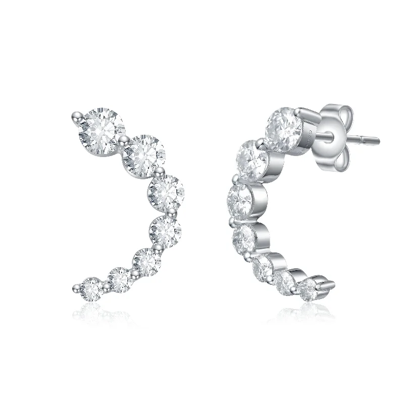 Earrings Maker Reviews-Anne Lab Created Moissanite Snow Half-Hoop Earrings