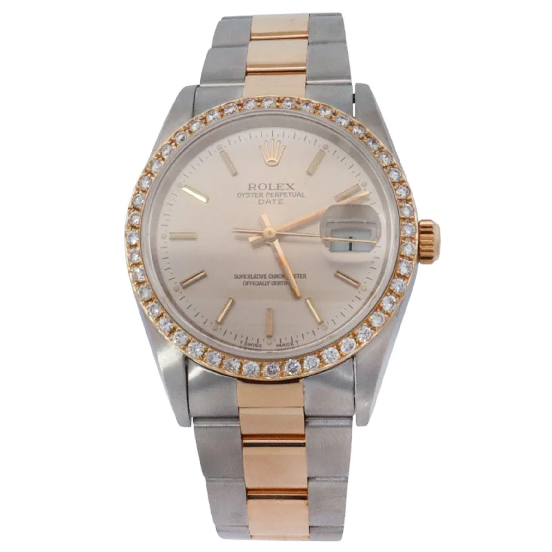 Watches For Trendy Individuals-Rolex Oyster Perpetual 34mm Champagne Dial Watch Ref# 15223