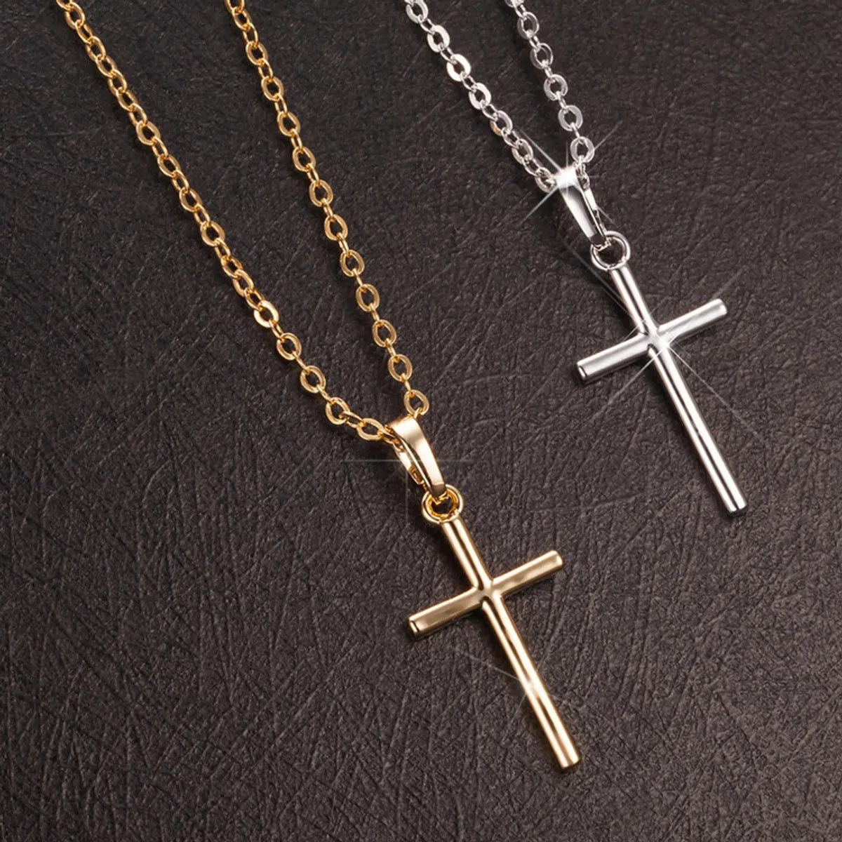 Necklaces For Cold Weather-Fashion Cross Alloy Plating Unisex Necklace