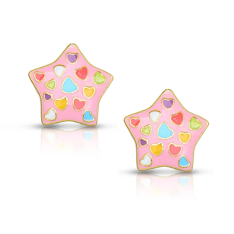 Earrings For Bold Rings-Puffed Star Stud Earrings