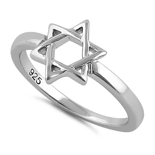 Rings For Wide Hands-Sterling Silver Star of David Ring