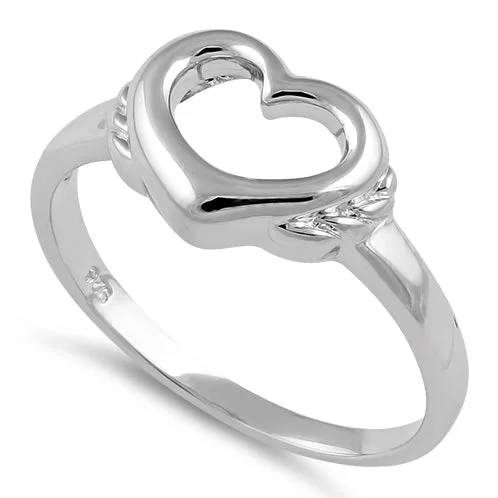 Rings Pairing Tips-Sterling Silver High Polish Cut Heart Ring