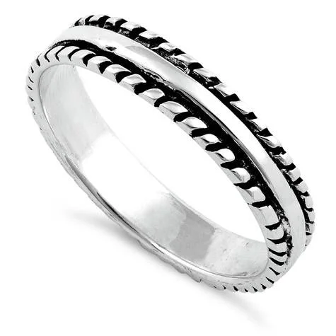 Rings Glow Tips-Sterling Silver Thin Double Rope Ring