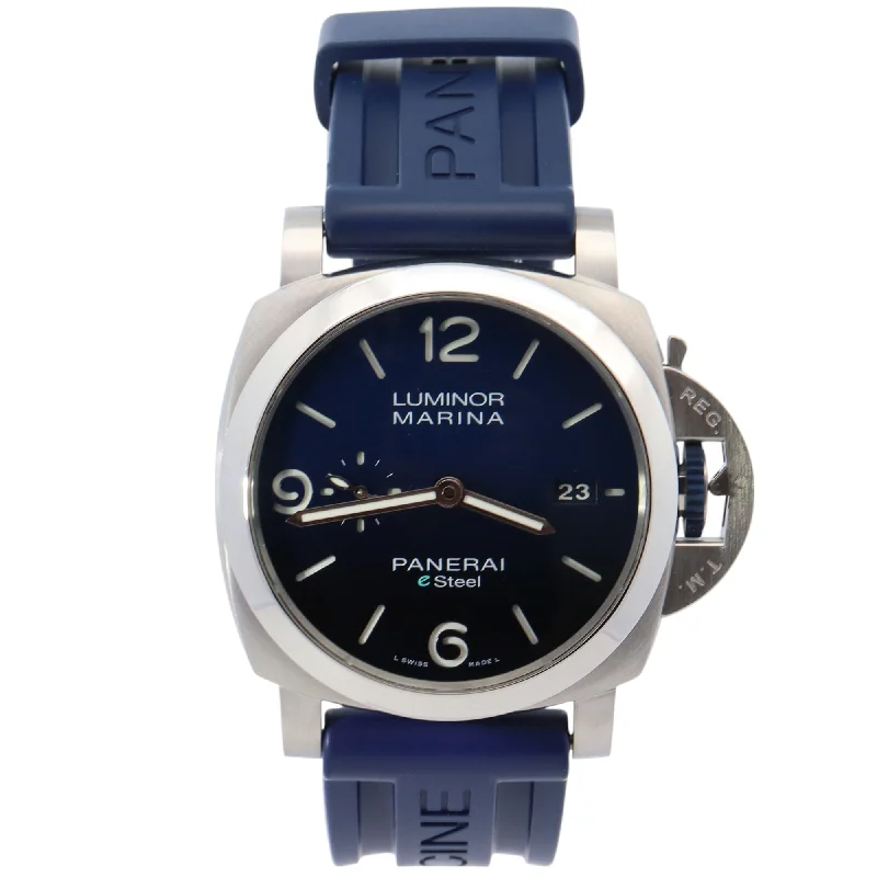 Watches For Travel Vibes-Panerai Luminor 44mm Blue Dial Watch Ref# PAM01157