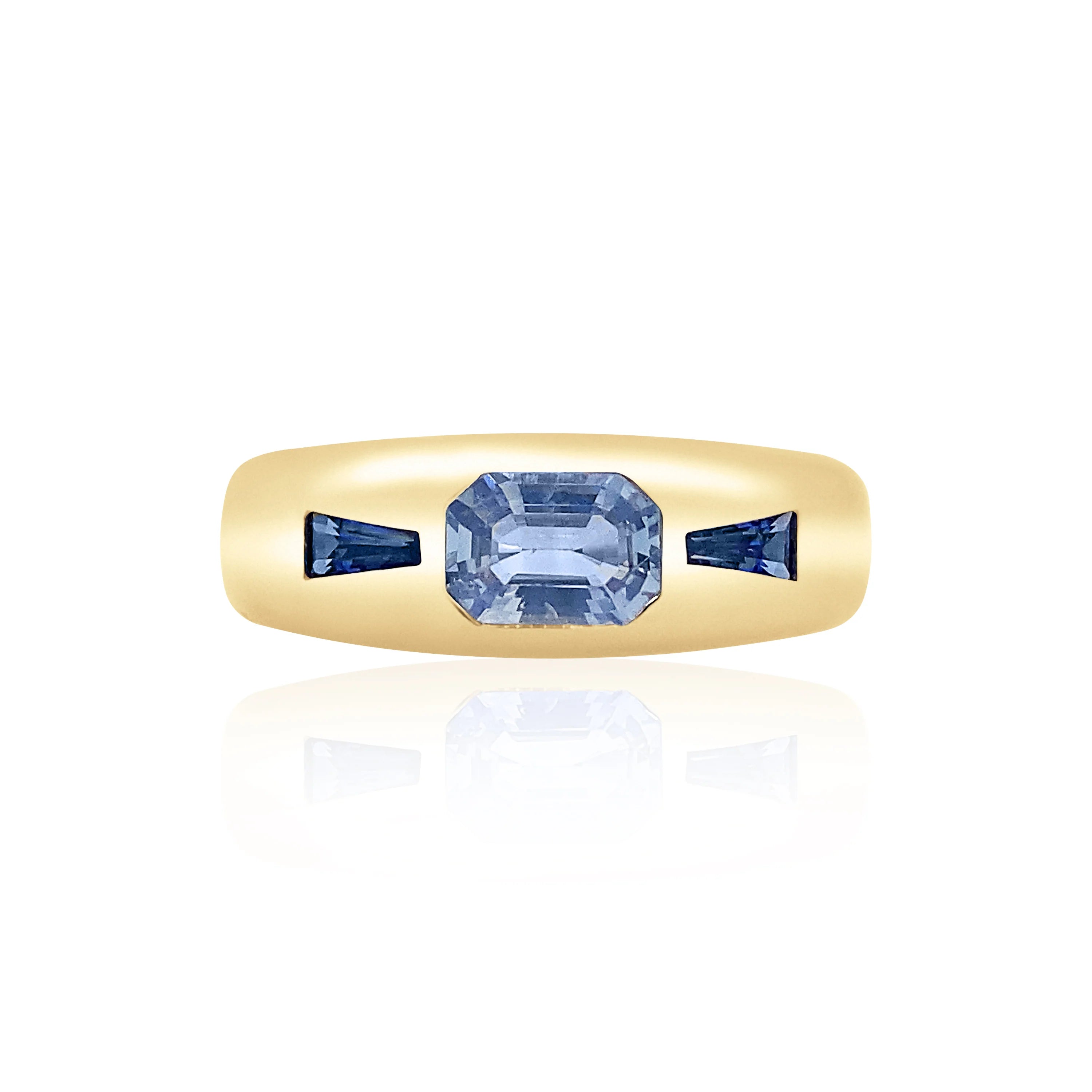 Rings Metal Guide-Three Stone Blue Sapphire Classic Ring