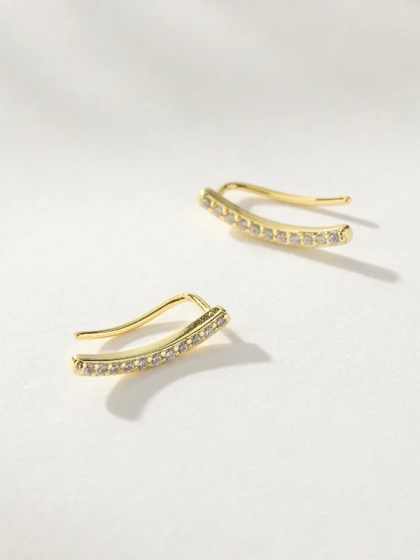 Earrings Style Reviews-Pavé Bar Ear Climber