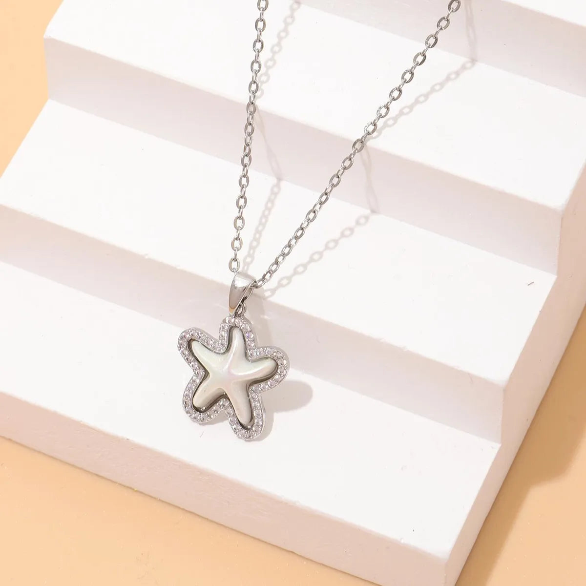 Long Wear Necklaces-Wholesale Casual Vacation Starfish Copper Plating Inlay Gold Plated Zircon Pendant Necklace