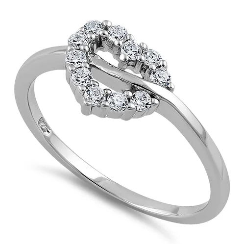 Lightweight Rings For Comfort-Sterling Silver Heart CZ Ring