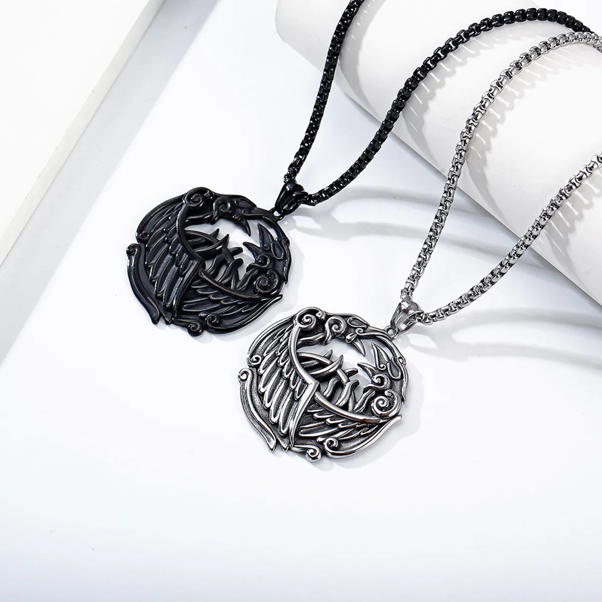 Necklaces Size Tips-IG Style Gothic Cool Style Wings 304 Stainless Steel Men'S Pendant Necklace