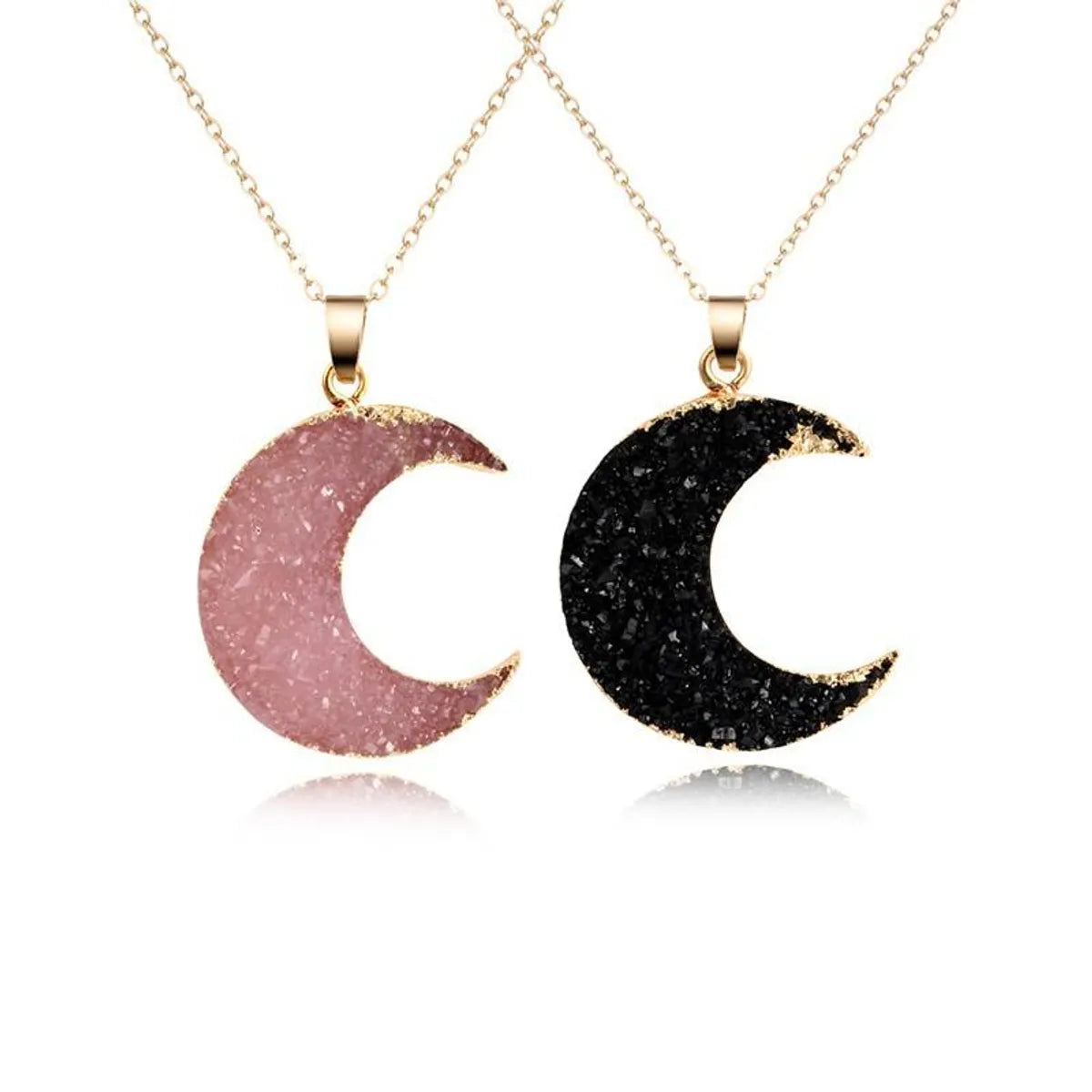 Low Cost Necklaces-Womens Moon Sexual Simplicity Imitation Of Natural Stone Moon Necklaces Go190430120020