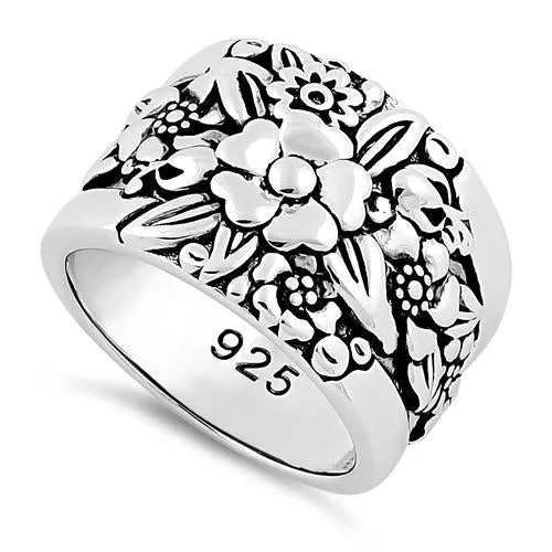 Rings For Bold Impact-Sterling Silver Floral Design Ring