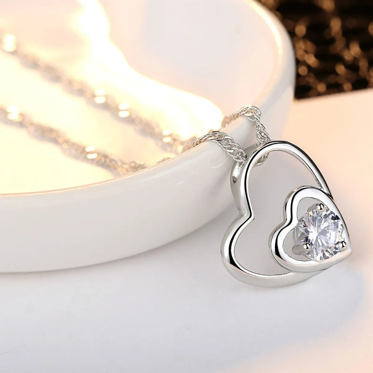 Necklaces Budget Options-Elegant Lady Classic Style Heart Shape Alloy Plating Inlay Zircon Women's Pendant Necklace