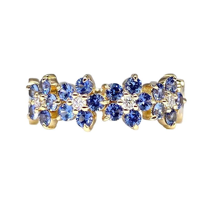 Bold Rings For Nights-Gemstone Flower Band Ring