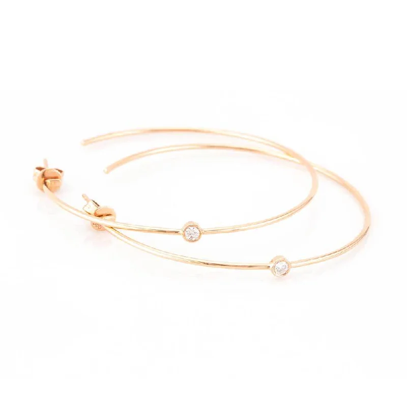 Earrings For Sensitive Ears-Stevie Single Bezel Diamond Hoop Earrings