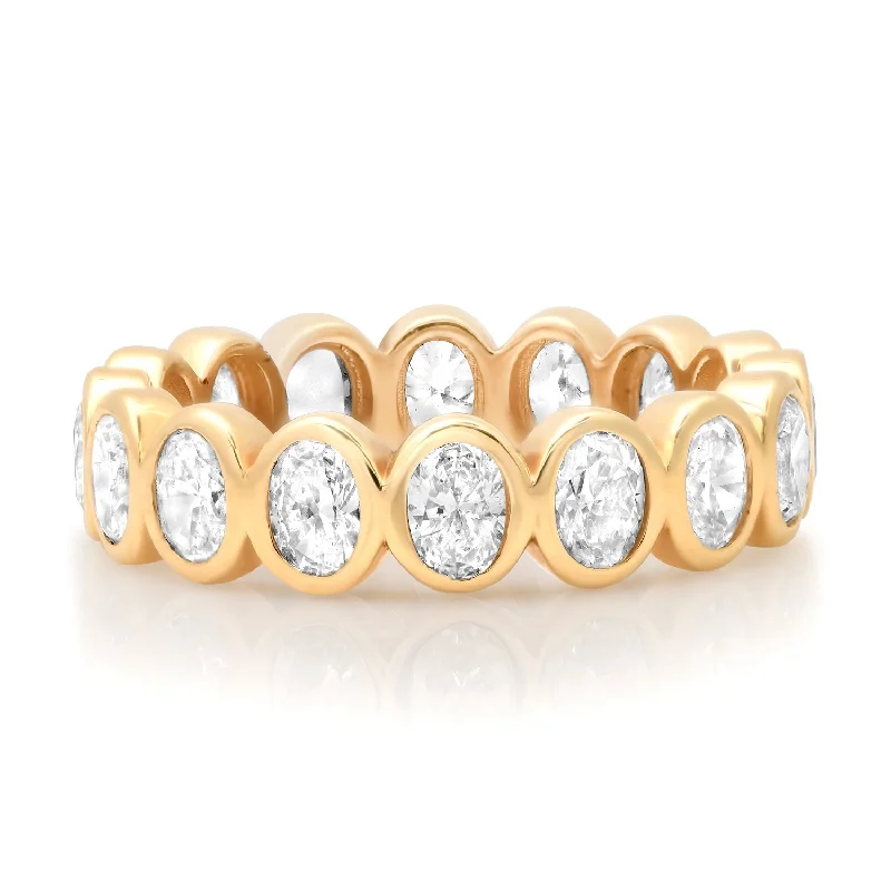 Rings Durability Rating-Bezel Set Oval Shaped Diamond Eternity Band Ring