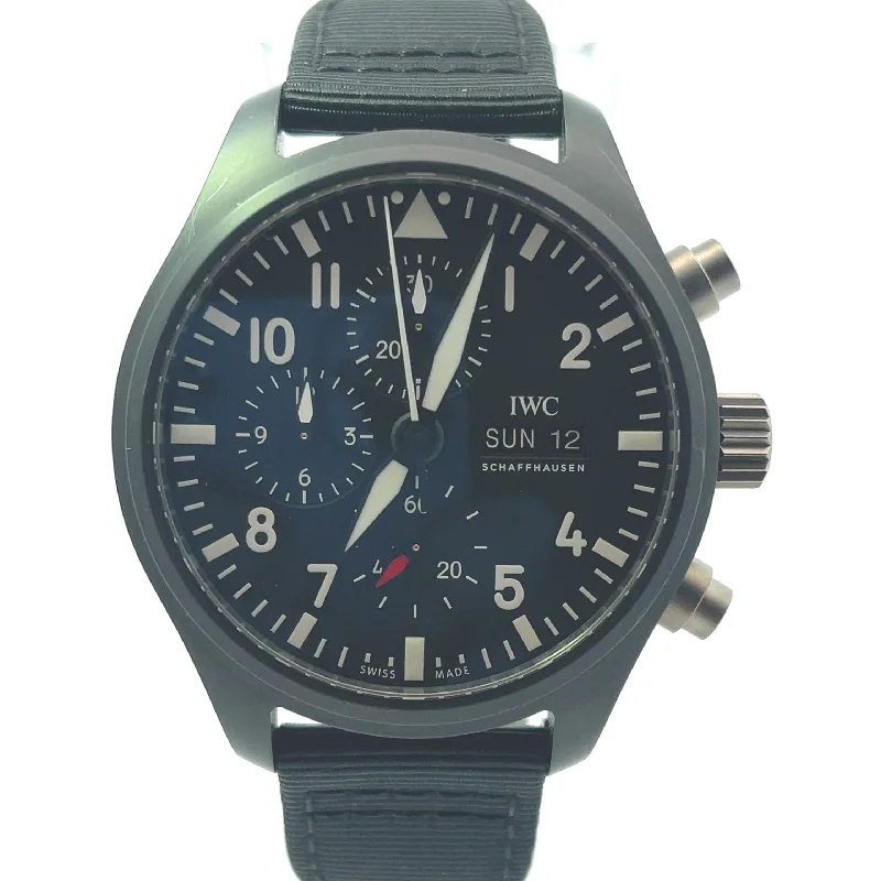 Watches For Vintage Vibes-IWC Pilots Watch 44.5mm Black Dial Watch Ref# IW389101