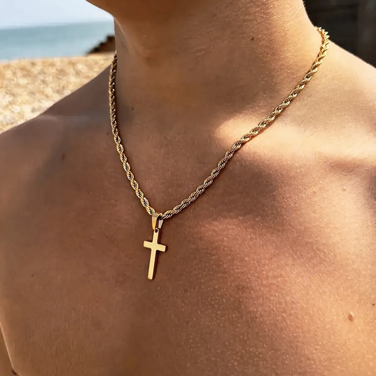 Necklaces For Huge Impact-Basic Simple Style Classic Style Cross 304 Stainless Steel 18K Gold Plated Men'S Pendant Necklace