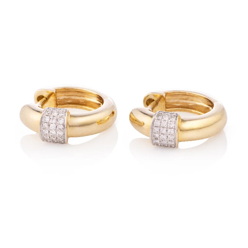 Wide Earrings For Flair-Thick Huggies with Pave Cuff