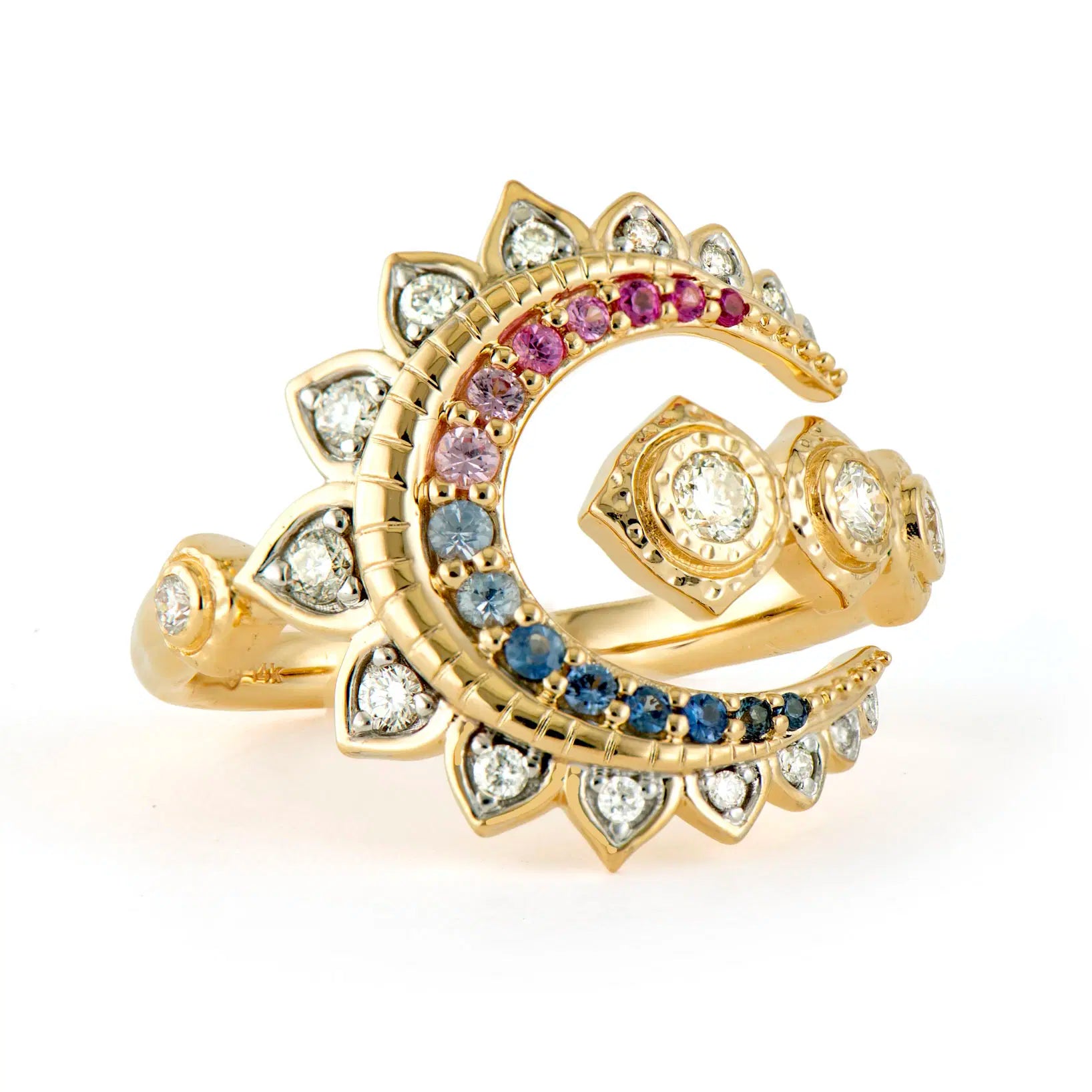 Rings With Cool Shapes-Open Crescent Moon Wrap Around Ring