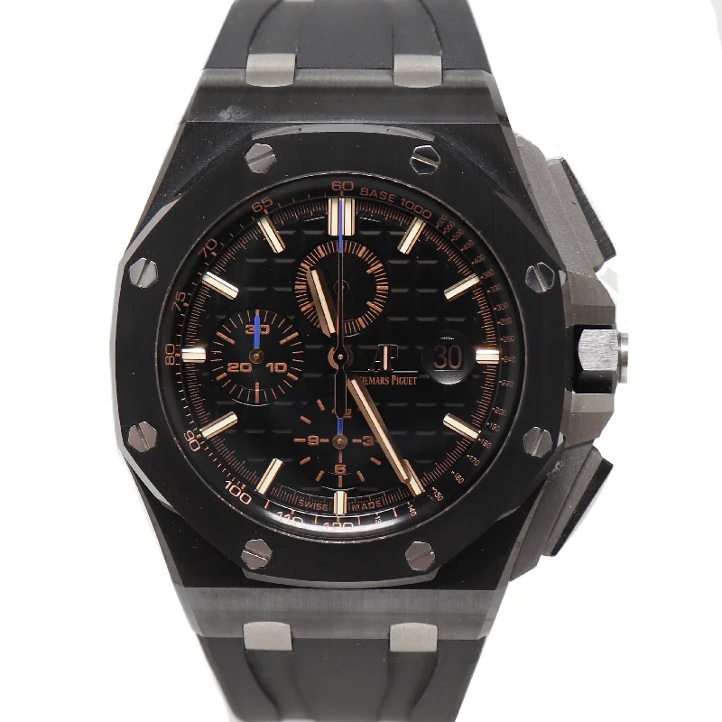 Watches With Analog Faces-Audemars Piguet Royal Oak 44mm Black Dial Watch Ref# 26405CE.OO.A002CA.02