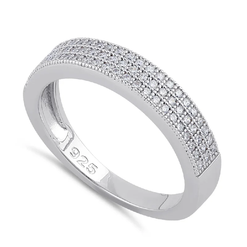 Rings For Low Glow-Sterling Silver Half Eternity Clear CZ Band Ring