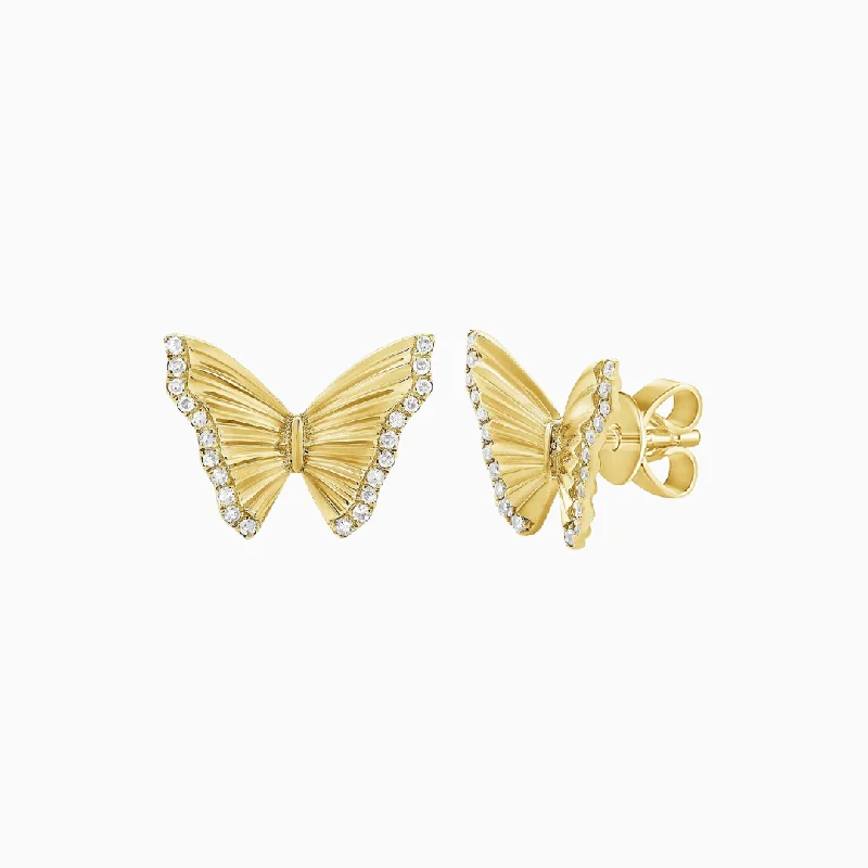 Earrings Shine Rating-Diamond-Edged Butterfly Earrings