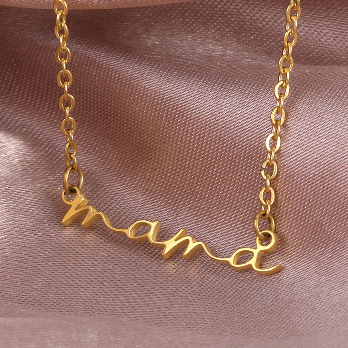 Necklaces With Gold Finish-1 Piece Mama Simple Style Letter Stainless Steel Plating Hollow Out Necklace