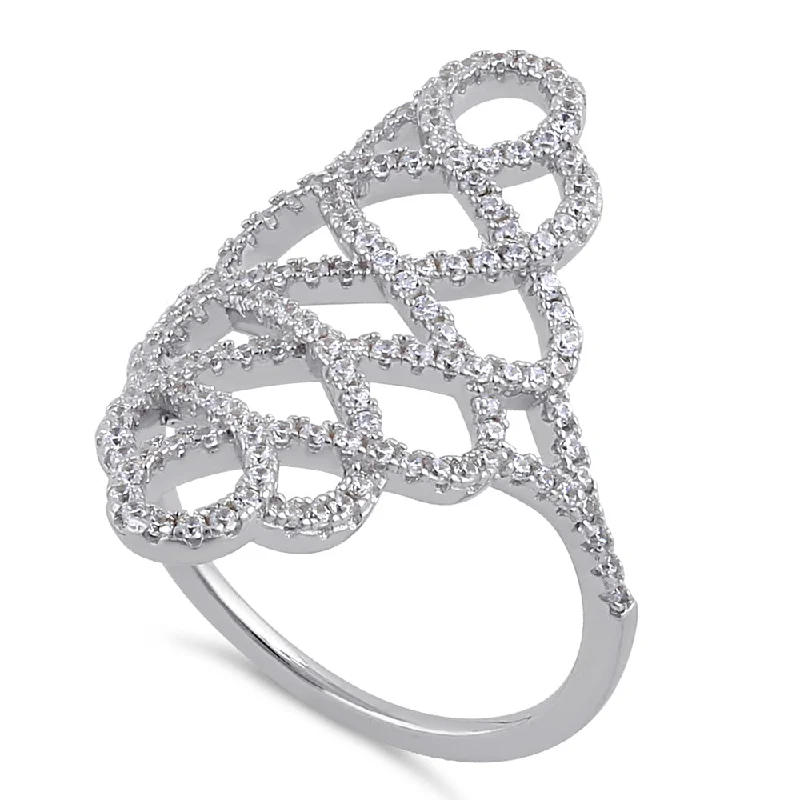 Rings For Low Charm-Sterling Silver Figure 8 Extravagant Clear CZ Ring