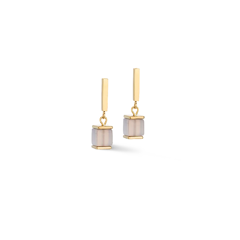 Earrings Tarnish Tips-Earrings Precious Statement Cubes grey-peach