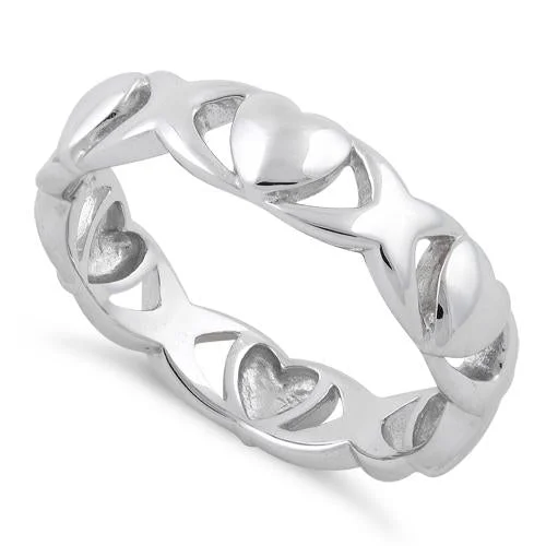 Best Colorful Rings-Sterling Silver Eternity Hearts Ring