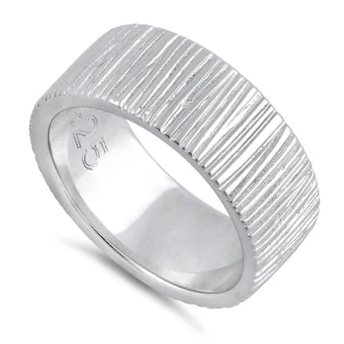 Rings For Solo Wear-Sterling Silver Tree Trunk Ring