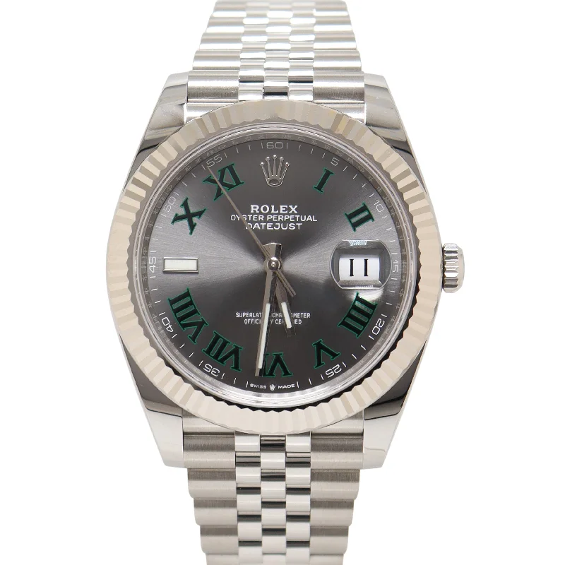 Watches For Flat Style-Rolex Datejust 41mm Wimbledon Dial Watch Ref# 126334