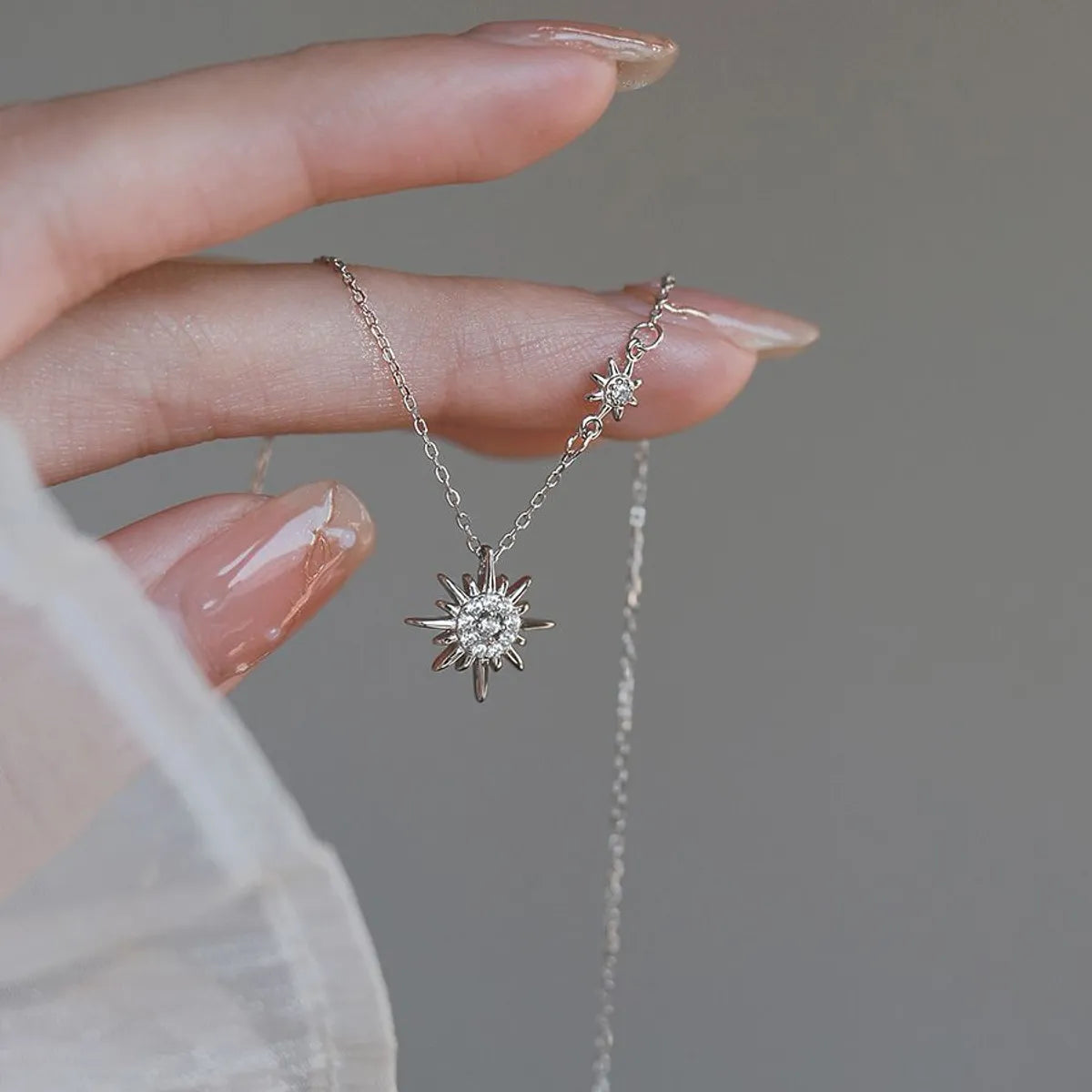 New Vibe Necklaces-Simple Style Korean Style Star Sterling Silver Zircon Pendant Necklace In Bulk