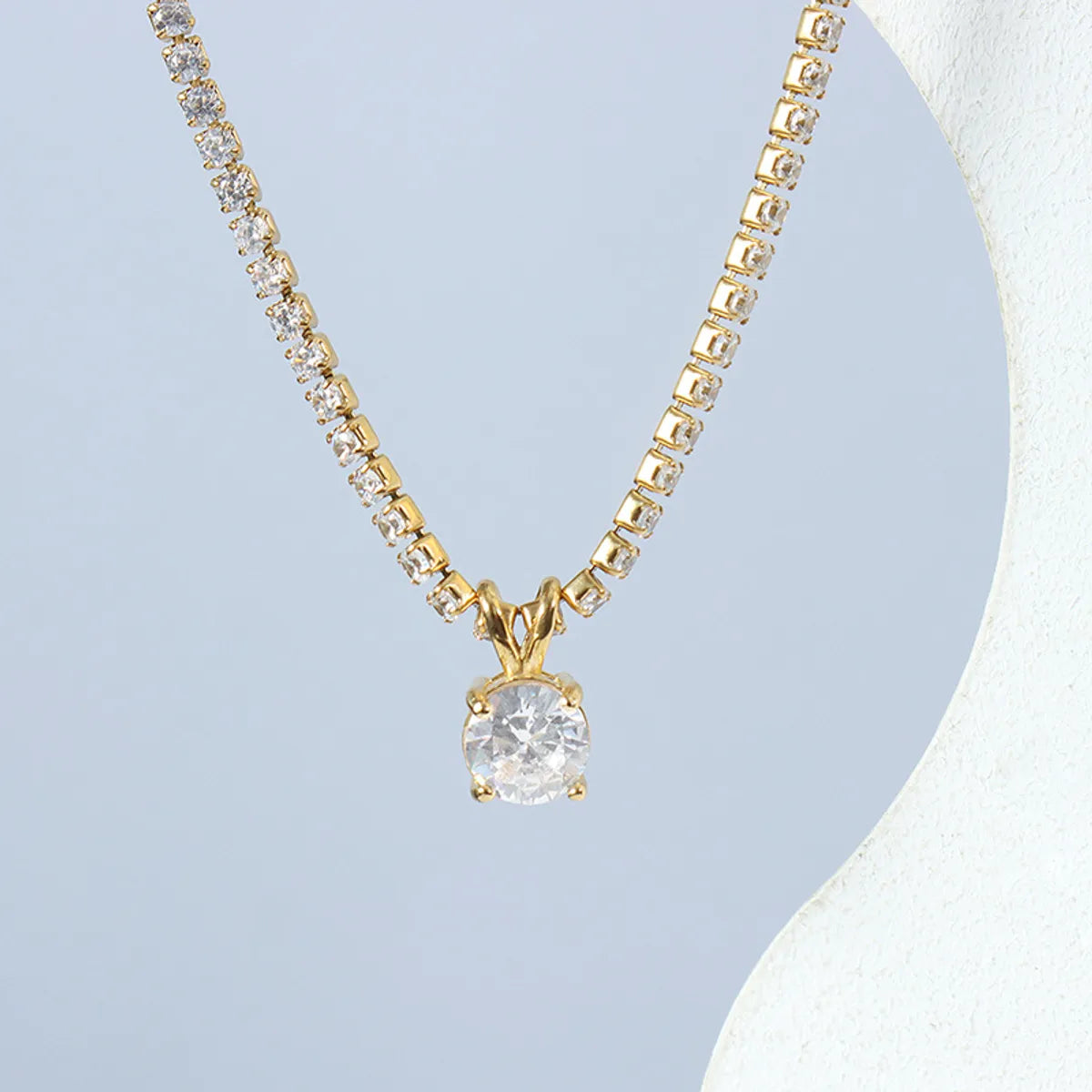 Necklaces With Wild Designs-Fashion New Full Diamond Zircon Titanium Steel Necklace Wholesale