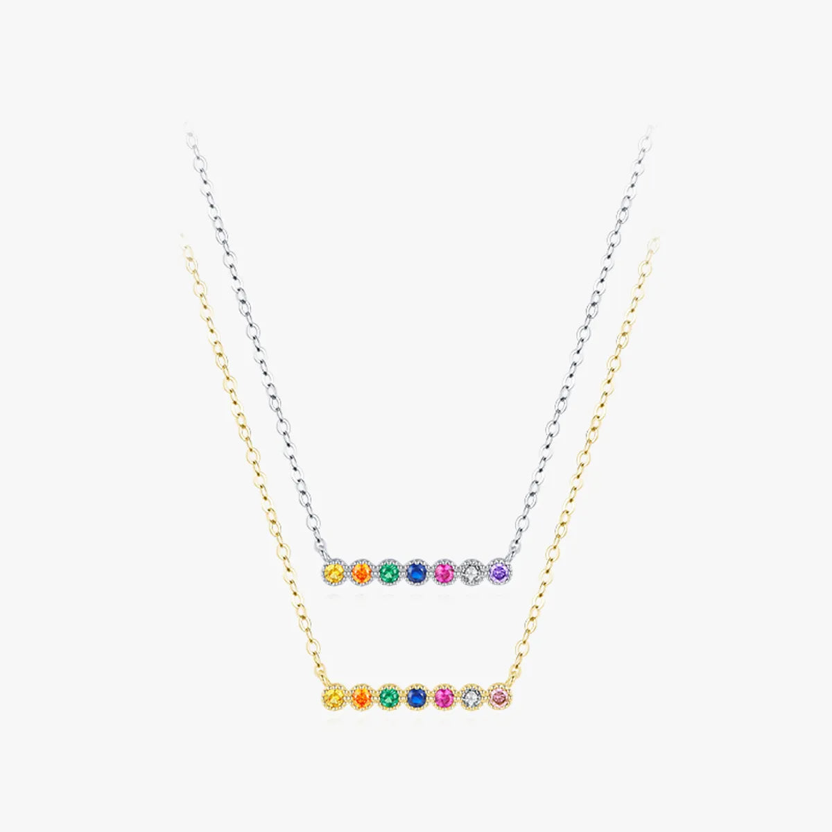 New Vibe Necklaces-Simple Style Round Sterling Silver Plating Inlay Zircon 14k Gold Plated Rhodium Plated Necklace