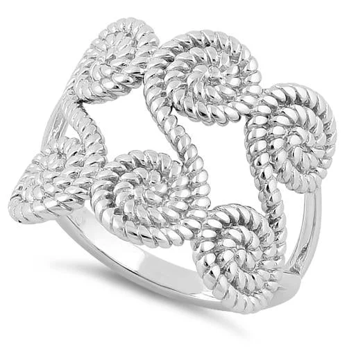 Rings For Flat Style-Sterling Silver Sweet Rope Swirls Ring