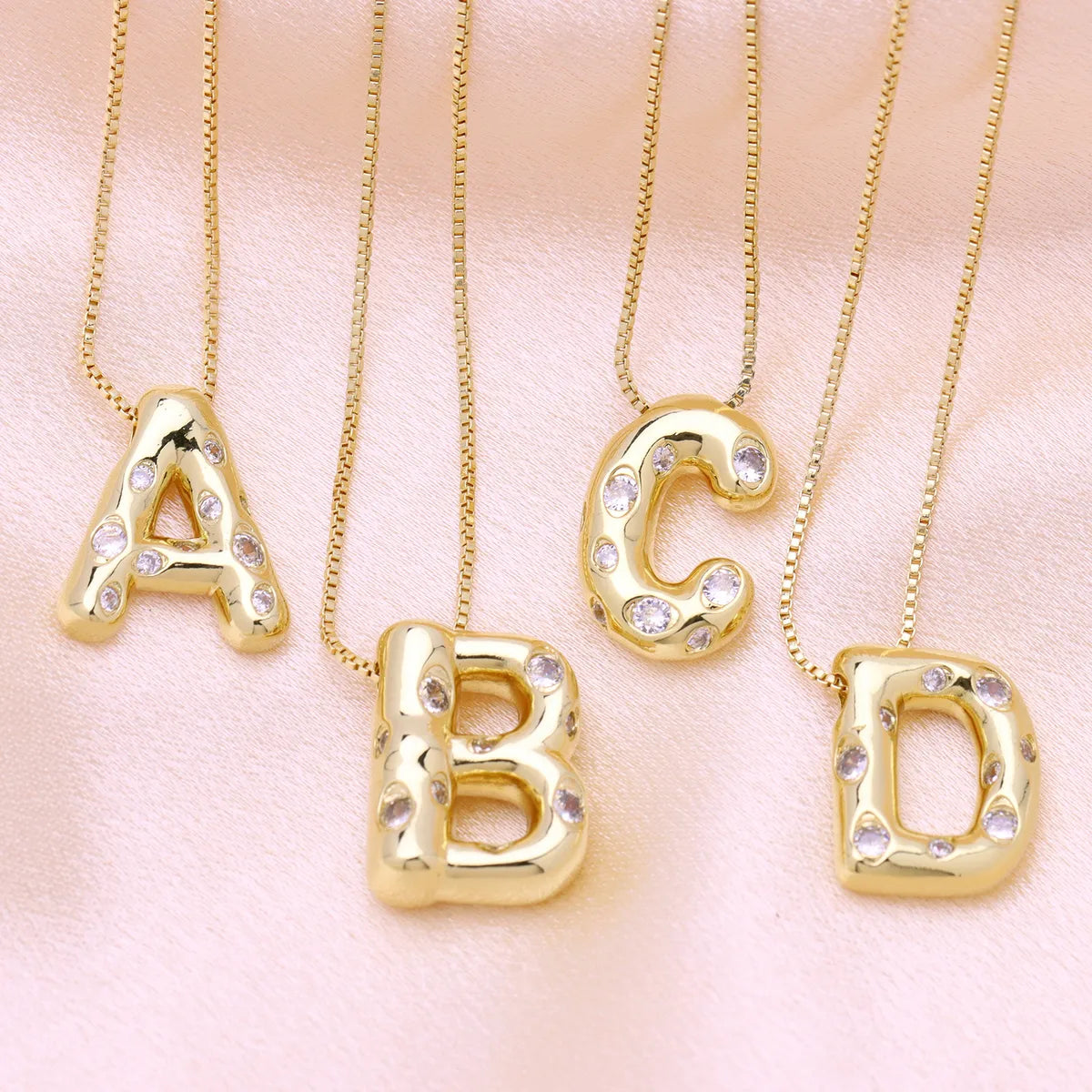 Necklaces Safety Guide-Brass Simple Style Classic Style Inlay Letter Zircon Pendant Necklace