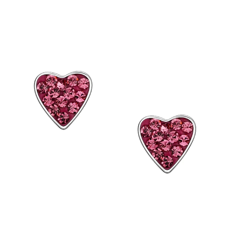 Earrings For Calm Looks-Crystal Heart Stud Earrings