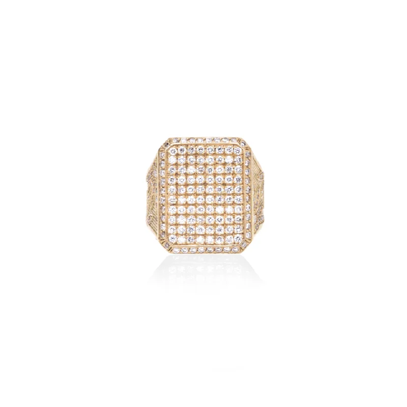 Best Low Rings-Feminine Pave Diamond Flower Signet Ring