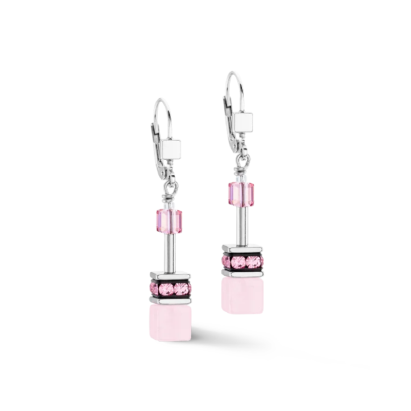 Earrings For Oval Faces-GeoCUBE® Iconic Precious earrings rose