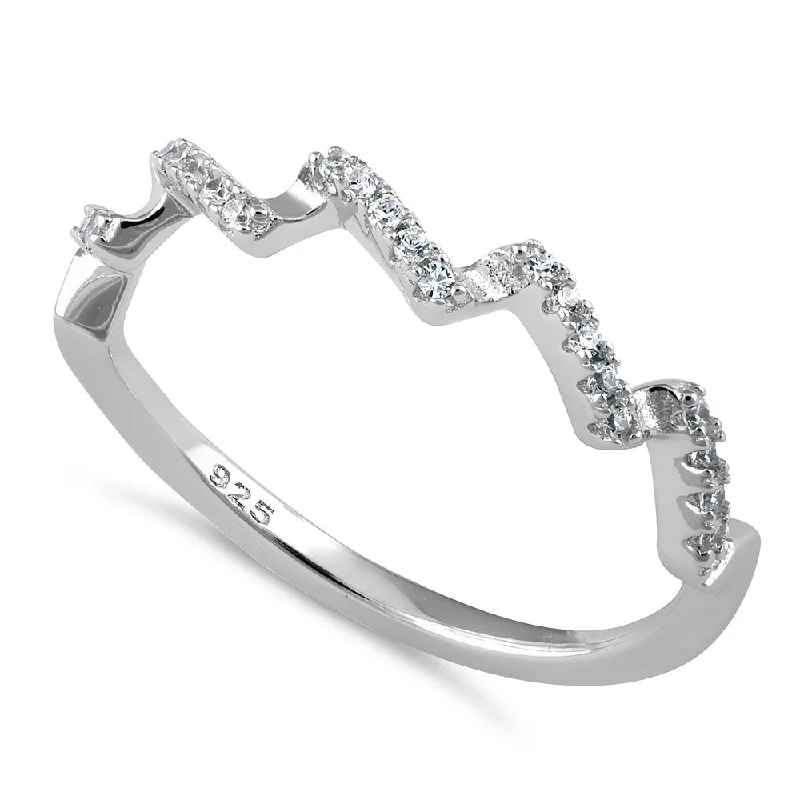 Rings For Low Charm-Sterling Silver Zig Zag CZ Ring