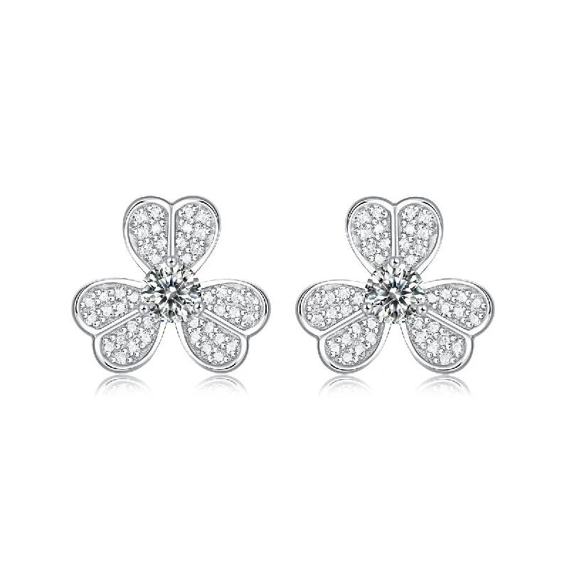 Earrings For Chain Links-Anne Moissanite French Flower Petal Stud Earrings