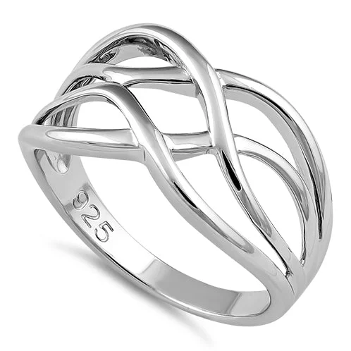 Rings For Cold Weather-Sterling Silver Unique Strings Ring