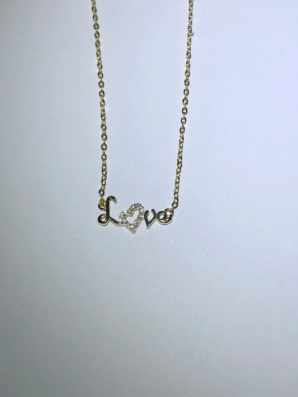 Best Fresh Necklaces-Wholesale Simple Style Letter Sterling Silver 14k Gold Plated Zircon Necklace