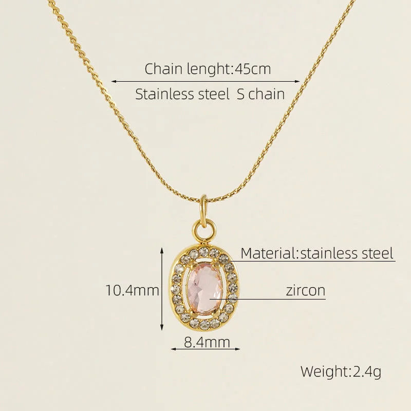 Oval Necklace [Pink]]